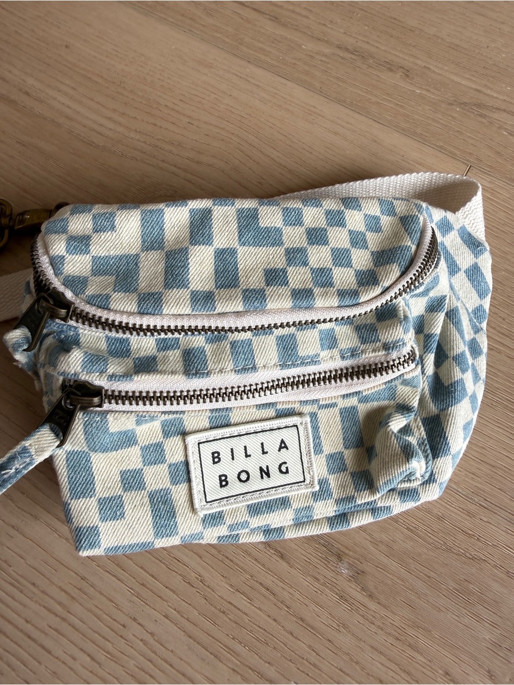 Billabong Blue and Cream Checkered Belt or shoulder Bag
